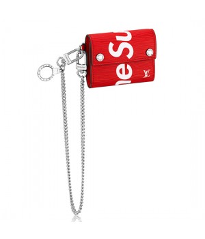 Louis Vuitton x Supreme Chain Compact Wallet M67755 Epi Leather Red