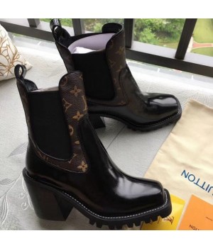 Louis Vuitton Black Patent Leather & Monogram Canvas Limitless Ankle Boot 1A3GP3 2018 (GD2057-8082146 )