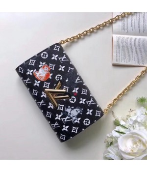 Louis Vuitton Catogram Cats Twist Chain Wallet M63888 Black 2019 (TINO-8122522 )