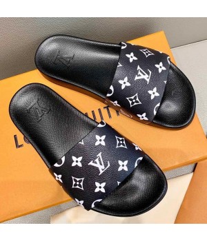 Louis Vuitton Monogram Canvas Flat Slide Sandals Black 2019(For Women and Men) (DLY-9062519 )