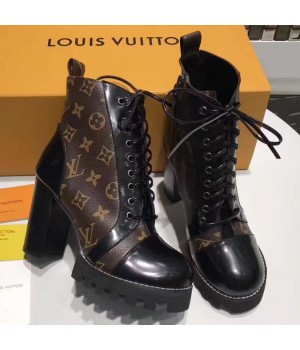 Louis Vuitton Star Trail Ankle Boot 1A2Y7U Black Leather/Monogram Canvas 2017 (GD5023-7080722 )