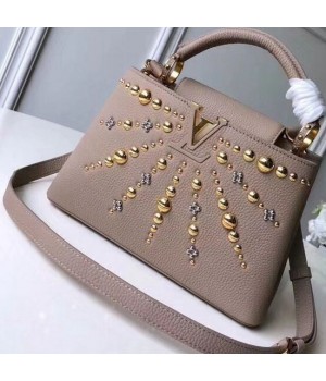 Louis Vuitton Taurillon Leather Sunburst Studded Capucines BB Bag Galet 2019 (XLJ-8120806 )