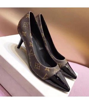 Louis Vuitton Cherie Pump In Monogram Canvas & Black Patent Leather 1A2938 2017 (GD2057-7041410 )