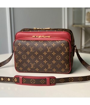 Louis Vuitton Nil Slim Shoulder Bag in Monogram Canvas M51478 Burgundy Leather 2019 (KD-9042616 )