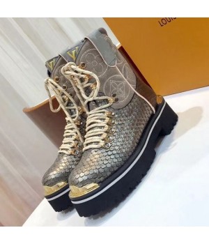 Louis Vuitton Python Pattern Leather LV Outland Ankle Boot 2019 (GD1054-8121443 )