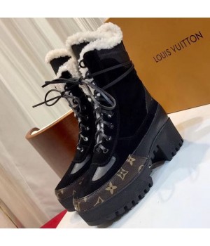 Louis Vuitton Laureate Platform Desert Boot with Fur Black 2018 (GD1054-8121446 )