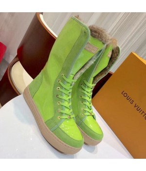 Louis Vuitton Monogram Glaze Canvas Sneaker Boot with Fur Fluorescence 2019 (GD1054-8121513 )