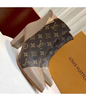 Louis Vuitton Monogram Canvas/Studded Leather Ankle Boot Nude 2018 (GD1054-8121523 )