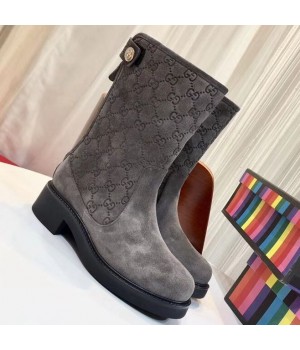 Louis Vuitton Monogram Suede Leather Short Boot Grey 2018 (GD1054-8121524 )