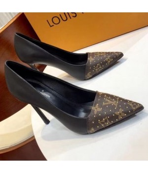 Louis Vuitton Studded Monogram Canvas/Leather Pump 2018 (GD1054-8121535 )