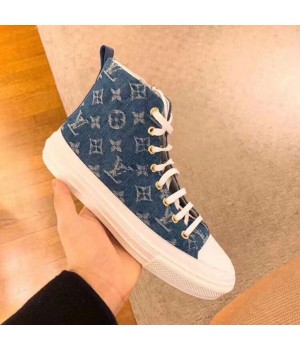 Louis Vuitton Stellar High-top Sneaker in Blue Monogram Denim 1A4VTA 2019 (SIYA-9030838 )