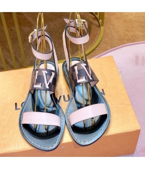 Louis Vuitton Passenger Oversized LV Flat Sandals in Damier Canvas and Pink Patent Leather 2019 (1054-9062844 )