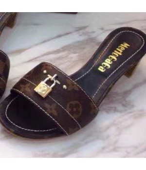 Louis Vuitton Lock It 4cm Heel Mule Sandal Monogram Canvas 2017 (LG-7020627 )