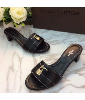 Louis Vuitton Lock It 4cm Heel Mule Sandal Black 2017 (LG-7020625 )
