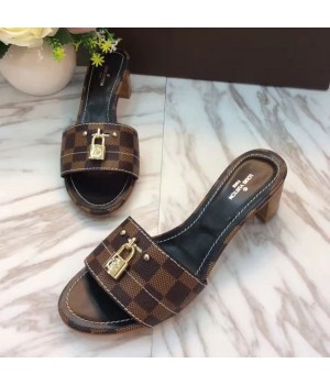 Louis Vuitton Lock It 4cm Heel Mule Sandal Damier Ebene Canvas  2017 (LG-7020626 )
