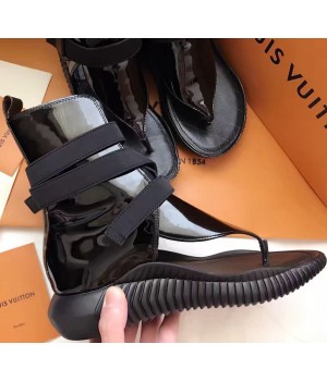 Louis Vuitton Bahia Brazil Flat Sandals Patent Black 2017 (LV-7031827 )