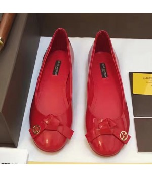 Louis Vuitton Tie Patent Calfskin Flat Ballerina Red (GD2083-6102007 )