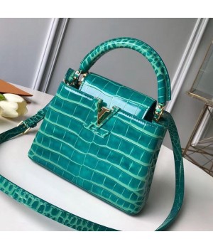 Louis Vuitton Capucines Mini Top Handle Bag in Crocodilian Leather N93429 Green 2019 (FANG-9050745 )