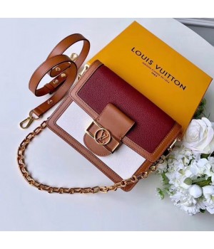 Louis Vuitton Grained Calfskin Dauphine PM Bag M44398 Burgundy/White 2019 (TINO-8122010 )