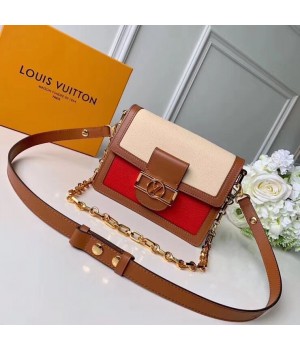 Louis Vuitton Grained Calfskin Dauphine PM Bag M44398 Off-White/Red 2019 (TINO-8122011 )