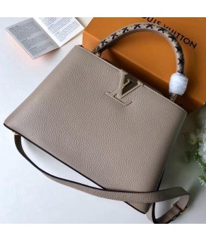 Louis Vuitton Taurillon Leather Capucines PM Bag M52384 Galet Gray 2019 (F-9010911 )