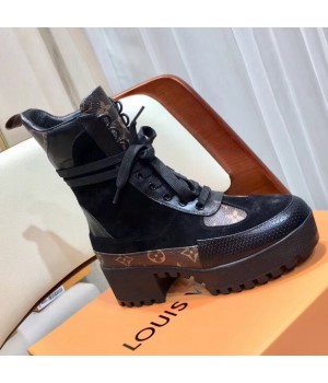 Louis Vuitton Monogram Canvas/Black Suede Laureate Desert Boot 1A4FQ3 2018 (GD1054-8080804 )