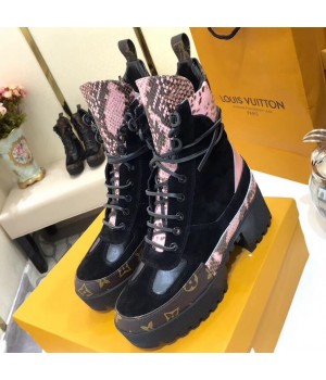Louis Vuitton Monogram Canvas/Suede/Pink Leather Laureate Desert Boot 2018 (GD1054-8080808 )