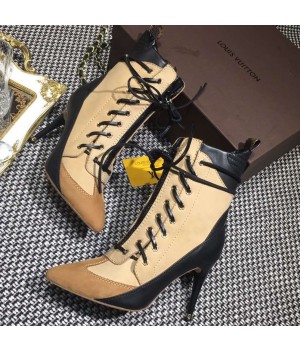 Louis Vuitton Heel 8.5cm Laureate Half Boots 1A1YNW Beige 2016 (SZ2029-6102716 )