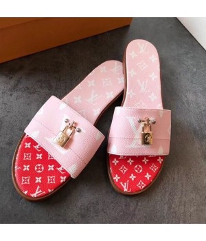 Louis Vuitton Lock It Flat Slide Sandals 1A580R Pink/Red 2019 (EM-9041331 )