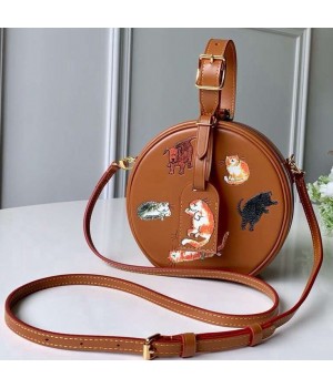 Louis Vuitton Dogs and Cants Calfskin Petite Boite Chapeau Bag M52972 Tan 2019 (F-9012120 )