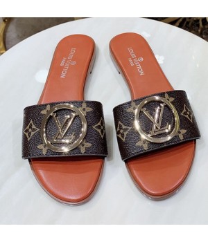 Louis Vuitton Lock It LV Circle Flat Slide Sandals Monogram 2019 (1050-9061833 )