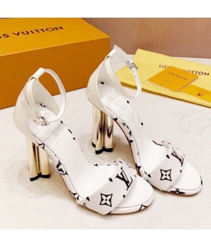 Louis Vuitton Silhouette Monogram Flower Shaped Heel Sandals White 2019 (1050-9051535 )