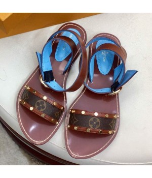 Louis Vuitton Flat Passenger Studs Front Strap Sandals Brown 2019 (1050-9051543 )