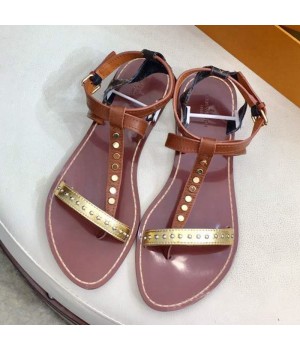 Louis Vuitton Flat Passenger Studs Straps Sandals Brown 2019 (1050-9051545 )
