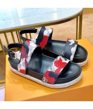 Louis Vuitton Fabric Slingback Flat Espadrilles Sandals Multicolor 2019 (1054-9051557 )