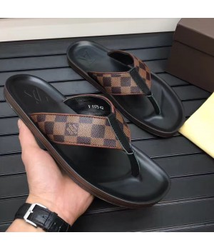 Louis Vuitton Men's Shong Slipper Sandal Damier Ebene Canvas (K2100-7061703 )