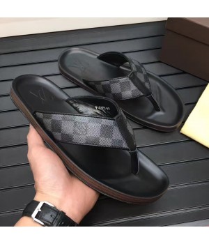Louis Vuitton Men's Shong Slipper Sandal Damier Graphite Canvas (K2100-7061704 )