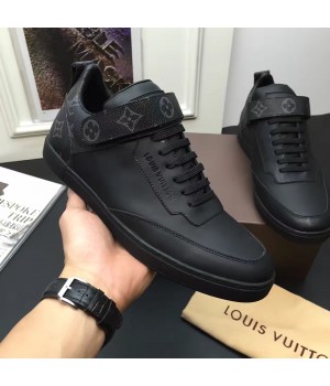 Louis Vuitton Men's Leather Sneaker Black 2017 (K2100-7061717 )