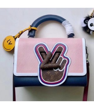 Louis Vuitton Peace Symbol Lock Epi Leather Twist MM Bag M52514 Pink/Indigo 2019 (XLJ-8111910 )