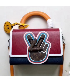 Louis Vuitton Peace Symbol Lock Epi Leather Twist MM Bag M52514 Burgundy/Indigo 2019 (XLJ-8111911 )