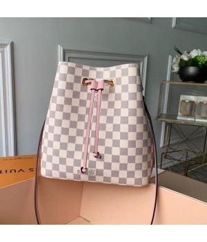 Louis Vuitton Noe Bucket Bag in Damier Azur Canvas N40152 Pink 2019 (KD-9031818 )