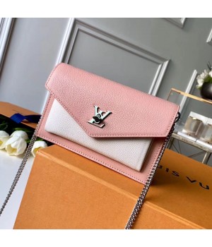 Louis Vuitton Pochette Mylockme Chain Shoulder Bag M63980 Pink/White 2019 (FANG-9031819 )