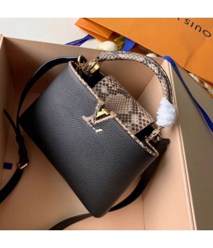 Louis Vuitton Capucines BB Python Top Handle Bag N95509 Black/Grey 2019 (FANG-9031823 )
