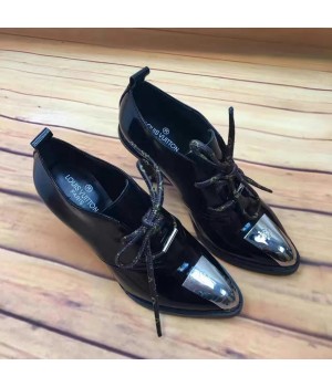 Louis Vuitton Lambskin Lace-up Pump Black 2016  (GD5033-6100601 )