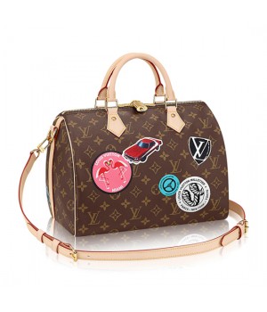 Louis Vuitton M43231 Speedy Bandouliere 30 World Tour Tote Bag Monogram Canvas