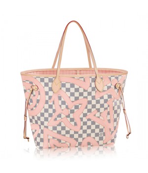 Louis Vuitton N41050 Neverfull MM Shoulder Bag Damier Azur Canvas