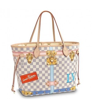 Louis Vuitton Neverfull MM Summer Trunk Damier Azur N41065