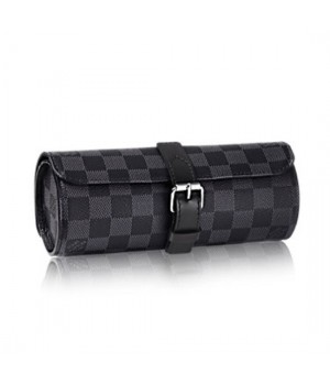 Louis Vuitton N41137 3 Watch Case Damier Graphite Canvas