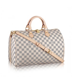 Louis Vuitton N41372 Speedy Bandouliere 35 Tote Bag Damier Azur Canvas