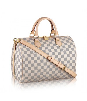 Louis Vuitton N41373 Speedy Bandouliere 30 Tote Bag Damier Azur Canvas